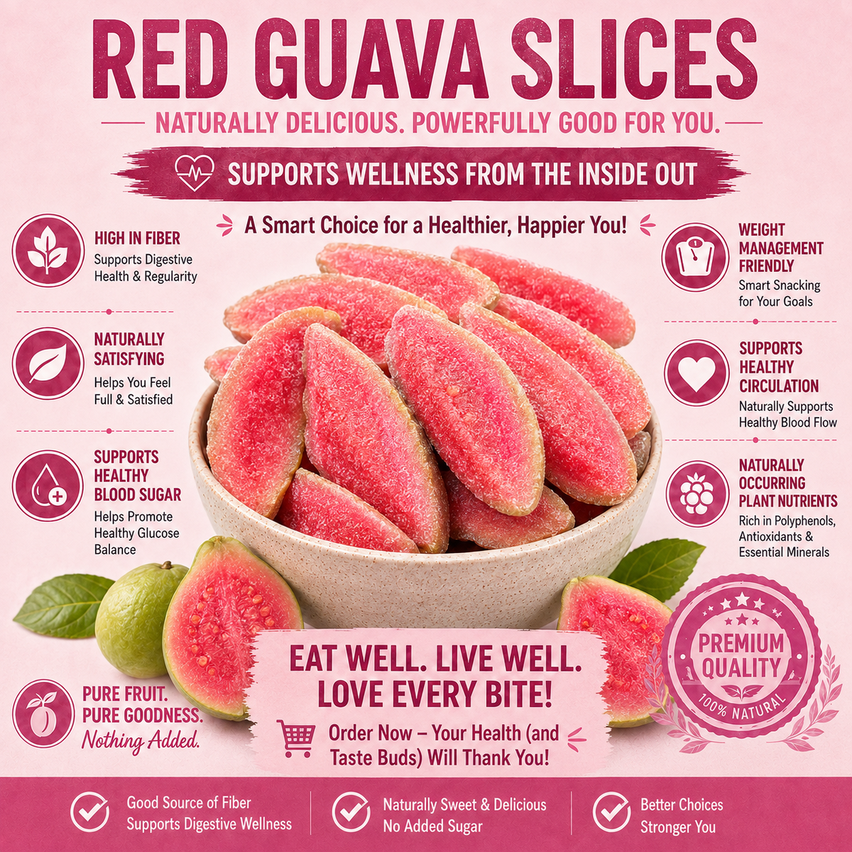 🍇🍇Say goodbye to high-calorie guilt!💯🏆Satisfy your cravings with ourfiber-rich Red Guava slices-LYJ