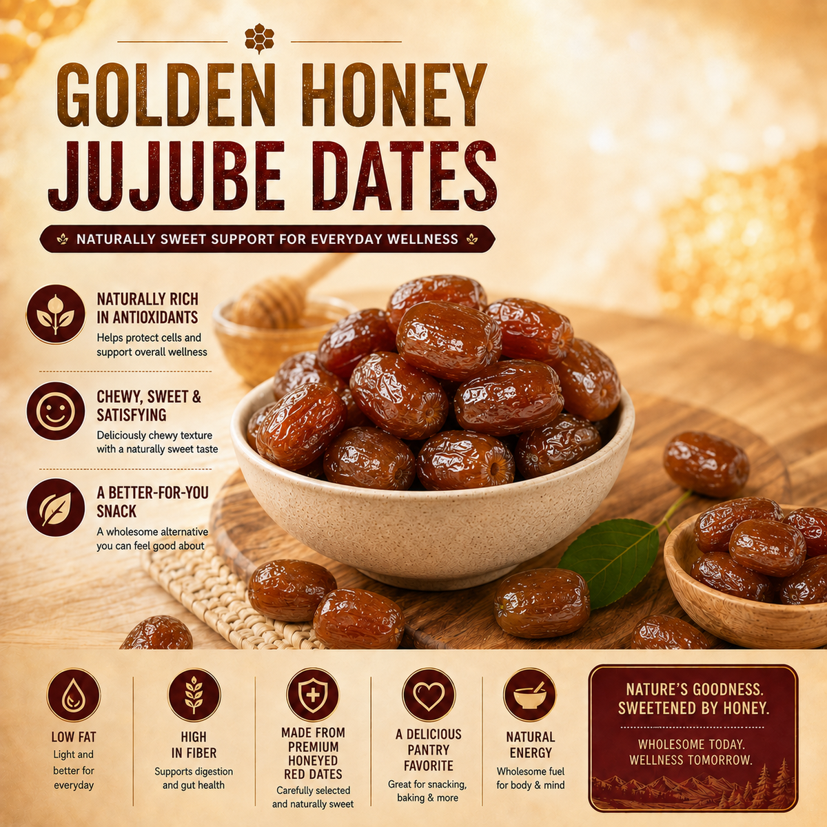 🥦🥦 Golden Honey Jujubes: A Naturally Sweet Snack For Weight Management ✨  Enjoy the sweetness you love while making smarter snack choices every day. LYJ